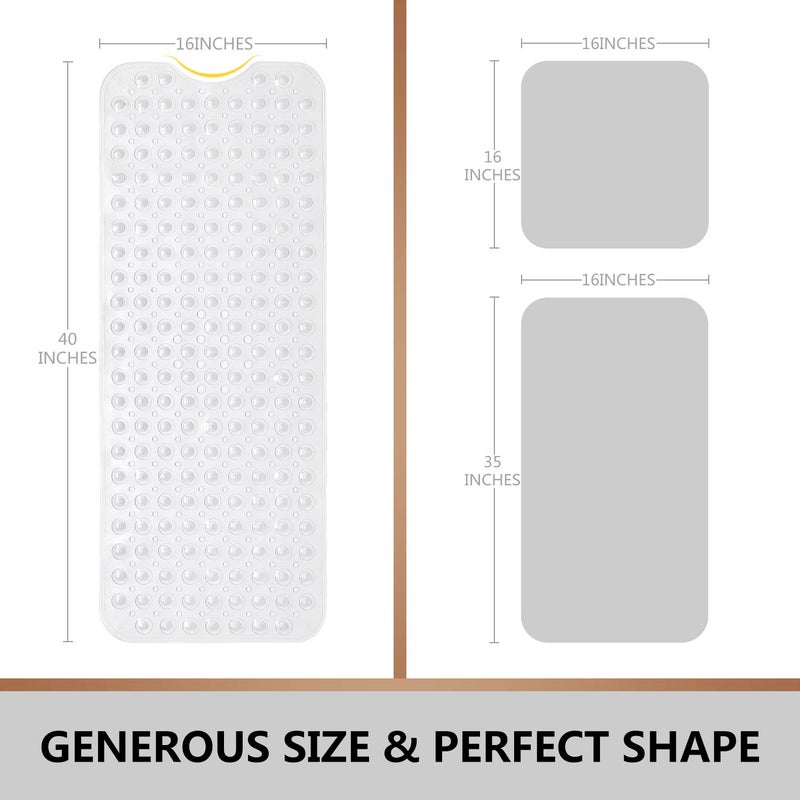 Sheepping Upgrade Baby Bath Mat Non Slip Extra Long Bathtub Mat for Kids 40 X 16 Inch - Eco Friendly Bath Tub Mat with 200 Big Suction Cups,Machine Washable Shower Mat,Clear - Image 4